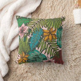 Tropisches Blätter-Muster - Boho-Blumendekor Kissen