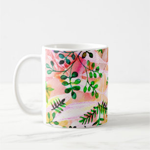 Tropisches Blätter-Muster wiederholend. Künstleris Kaffeetasse