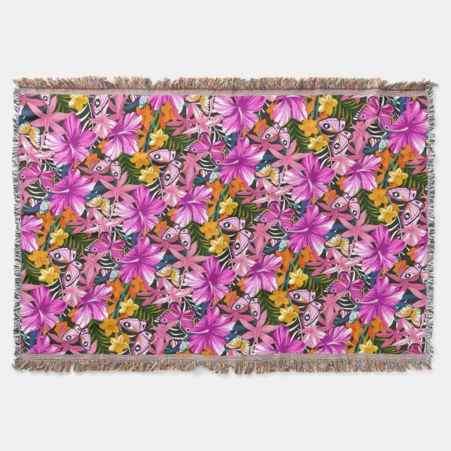 Tropisches Blätter und Blumen Decke (Vorderseite)