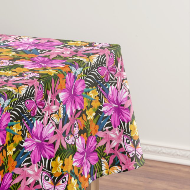 Tropisches Blätter und Blumen Tischdecke (Beispiel)
