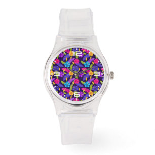 Tropisches Blätter- und Blumenmuster-23857 Armbanduhr
