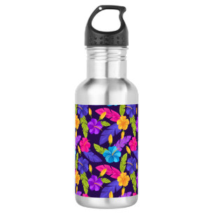 Tropisches Blätter- und Blumenmuster-23857 Edelstahlflasche