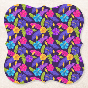 Tropisches Blätter- und Blumenmuster-23857 Untersetzer
