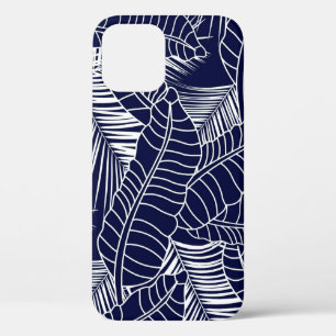 tropisches Blattmuster auf marineblau Hintergrund Case-Mate iPhone Hülle