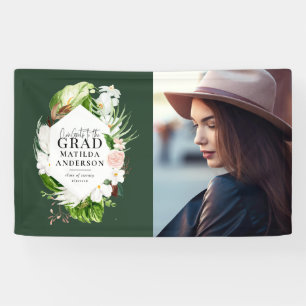 Tropisches Blattwerk-Foto-Graduierungsparty Banner