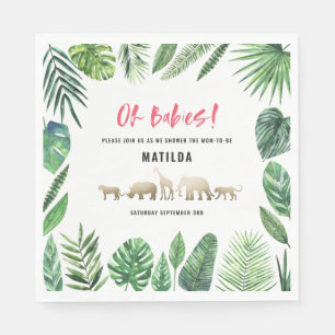 Tropisches Blattwerk + Goldtiere Babydusche Party Serviette