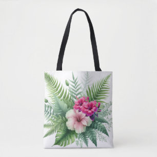 Tropisches Blattwerk und Hibiskusblüten Tasche