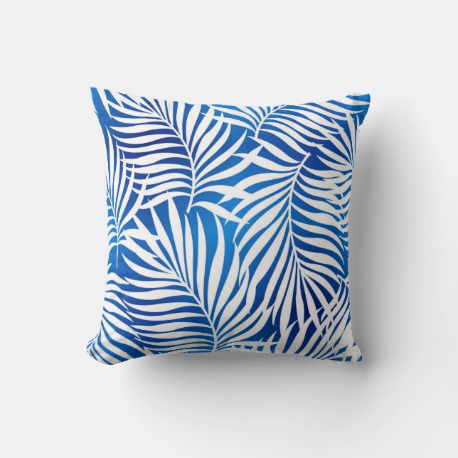 Tropisches Blau und Weiß | Floral Kissen (Vorderseite)