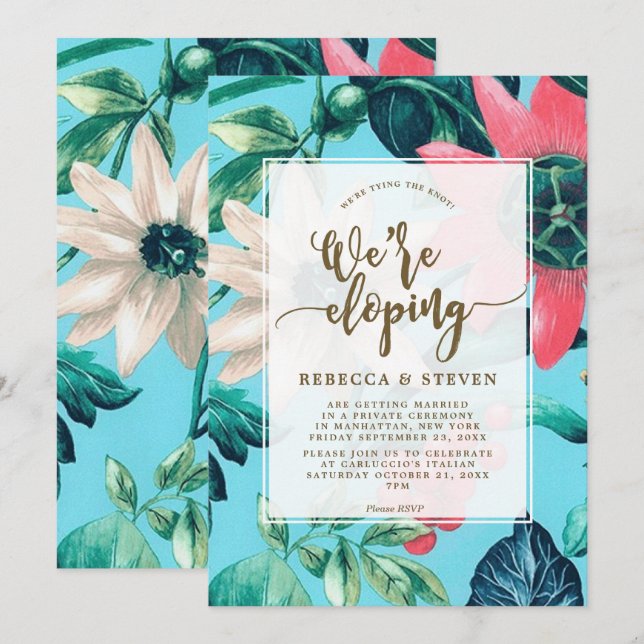 tropisches Blau, welches die eloping Einladung des (Vorne/Hinten)