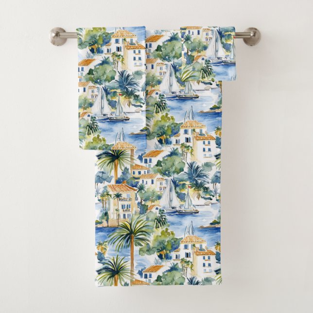 Tropisches blaues Mittelmeer Badhandtuch Set (Insitu)