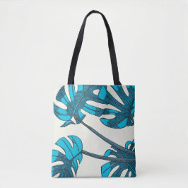 Tropisches, blaues, weißes Design Tasche