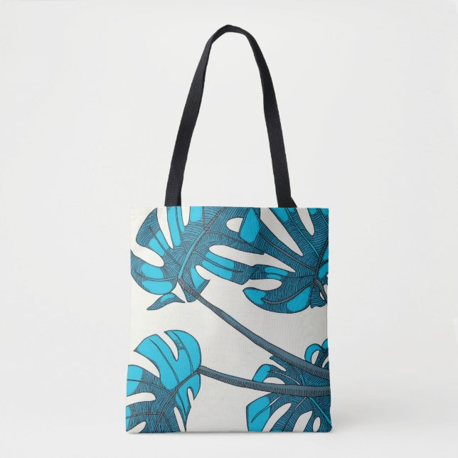 Tropisches, blaues, weißes Design Tasche (Vorderseite)