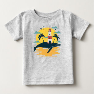 Tropisches Blauwal Insel Ozean Sonnenuntergang T-S Baby T-shirt
