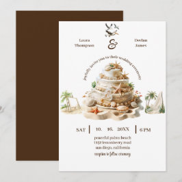 Tropisches Bliss | Personalisierter Hochzeitstorte Einladung