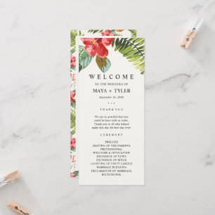 Tropisches Blumen-Grün-Hochzeitsprogramm