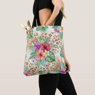 Tropisches Blumen-Leoparden-Druckmuster Tasche