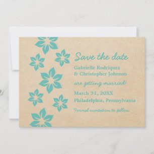 Tropisches Blumen-Save-the-Date-Einladung, Aqua Einladung