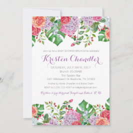 Tropisches Blumenbrunch Girl Babydusche Einladung
