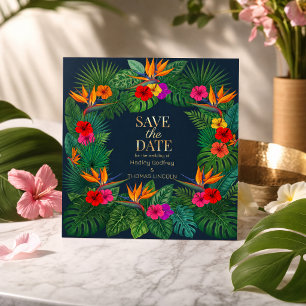 Tropisches Blumendesign Hibiskus & Grünpflanzen Einladung