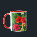 Tropisches Blumengeschenk - farbenfroher Hibiskus Tasse<br><div class="desc">Lassen Sie sich von dieser atemberaubenden Tasse mit tropischen Blumen verzaubern! Diese Keramik Tasse mit ihrem lebhaften Hibiskus, der Plumeria und den üppigen grünen Blätter eignet sich hervorragend, um Ihrem Kaffee oder Tee eine Touch Paradies hinzuzufügen. Ein nachdenkliches Geschenk zum Geburtstag, Muttertag, Jubiläum oder jeden besondere Anlass. Ideal für Naturliebhaber,...</div>