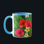 Tropisches Blumengeschenk - farbenfroher Hibiskus Tasse<br><div class="desc">Lassen Sie sich von dieser atemberaubenden Tasse mit tropischen Blumen verzaubern! Diese Keramik Tasse mit ihrem lebhaften Hibiskus, der Plumeria und den üppigen grünen Blätter eignet sich hervorragend, um Ihrem Kaffee oder Tee eine Touch Paradies hinzuzufügen. Ein nachdenkliches Geschenk zum Geburtstag, Muttertag, Jubiläum oder jeden besondere Anlass. Ideal für Naturliebhaber,...</div>