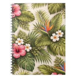 Tropisches Blumenmuster – Hibiskus, Monstera  Notizblock