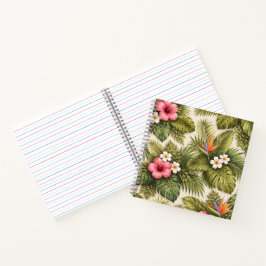 Tropisches Blumenmuster – Hibiskus, Monstera  Notizbuch