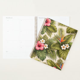 Tropisches Blumenmuster – Hibiskus, Monstera  Planer