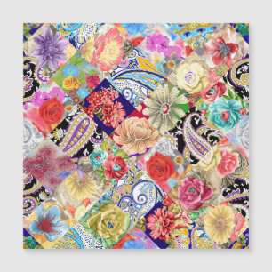 Tropisches Blumenmuster, lebhafte Farben. Magnetkarte