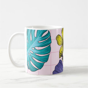 Tropisches Blumenmuster: Muster nahtloser Blätter Kaffeetasse