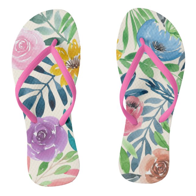 Tropisches Blumenparadies auf Flip Flops (Fußbett)