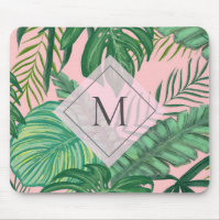 Tropisches Botanisches Farbrosa Art Monogramm