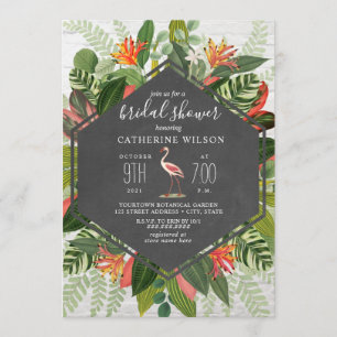 Tropisches botanisches Flamingo-Brautparty Einladung