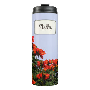 Tropisches botanisches rotes Blumen-Foto irgendein Thermosbecher
