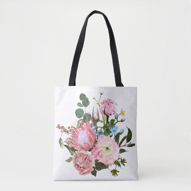 Tropisches Bouquet mit rosa Blume. Tasche (Vorderseite)
