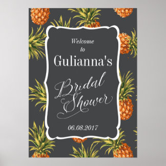 Tropisches Brautparty Begrüßung Ananas Poster