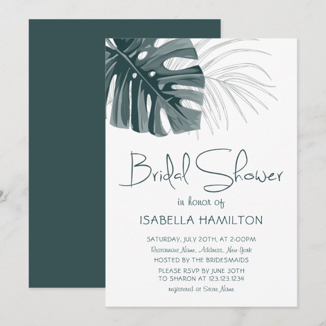 Tropisches Brautparty Einladung (Vorne/Hinten)