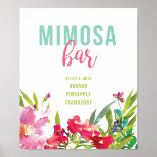 Tropisches Brautparty Mimosa Bar Sign Poster