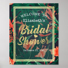 Tropisches Brautparty mit floralen Rahmen Poster