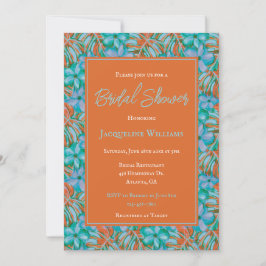 Tropisches Brautparty Orange und Blume Einladung