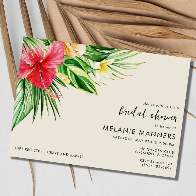 Tropisches Brautparty Party Einladung (Tropical Floral Bridal Shower Party Invitation)
