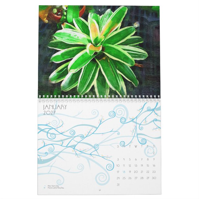 tropisches bromeliad u. Orchideen, Fairchild Kalender (Jan 2027)