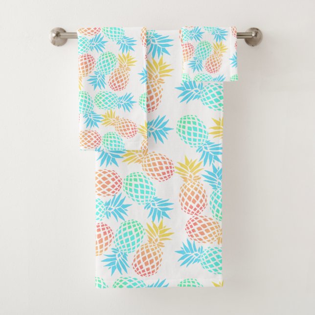 tropisches buntes Ananasmuster des eleganten Badhandtuch Set (Insitu)
