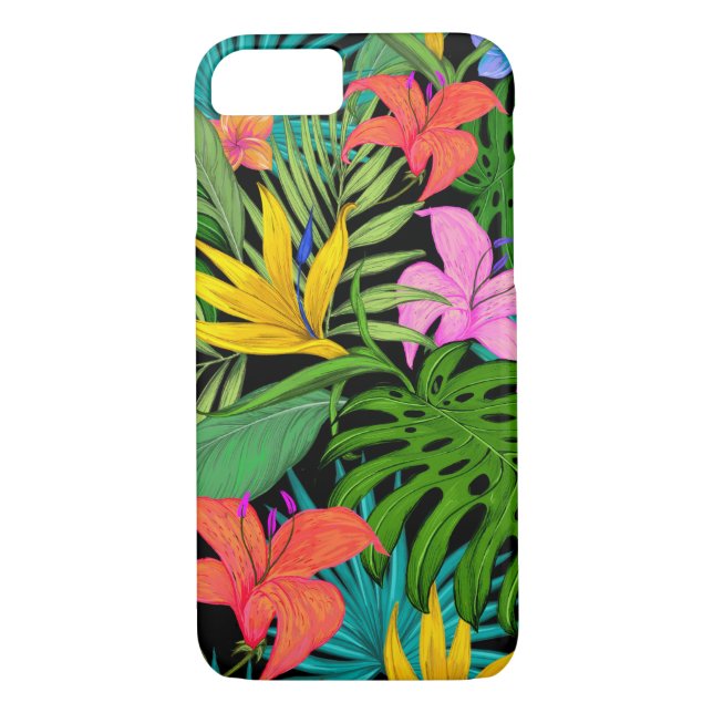 Tropisches buntes mit BlumenBlätter Case-Mate iPhone Hülle (Rückseite)