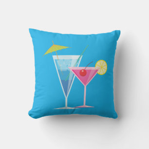 Tropisches Cocktail-Sommer-Kissen auf dem Blau - Kissen