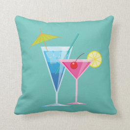 Tropisches Cocktail-Sommer-Kissen auf Türkis Kissen