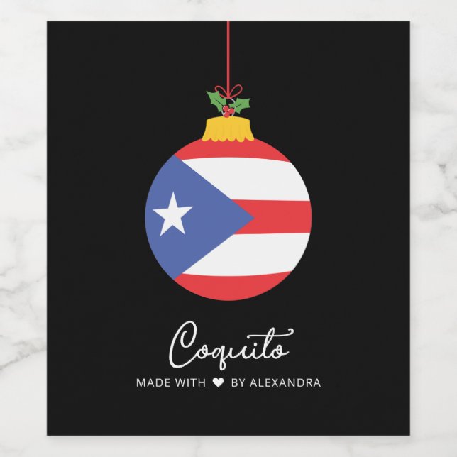 Tropisches Coconut Coquito Weihnachtsgetränk Labra Weinetikett (Einzelnes Label)