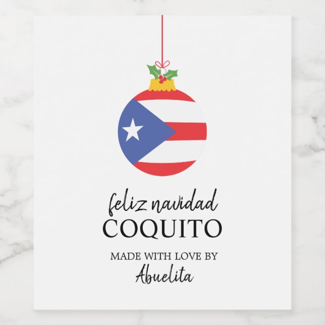 Tropisches Coconut Coquito Weihnachtsgetränk Weinetikett (Einzelnes Label)