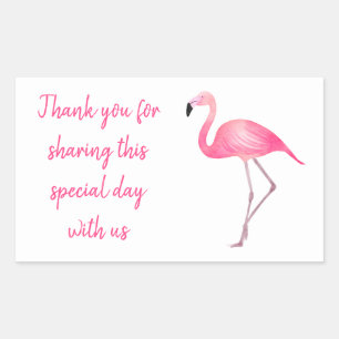 Tropisches Dankeschön Rosa Flamingo Hochzeit Rechteckiger Aufkleber