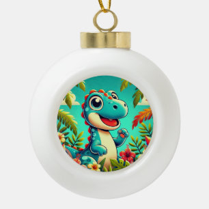 Tropisches Dinosaurier-Kinder-Weihnachts-Andenken- Keramik Kugel-Ornament